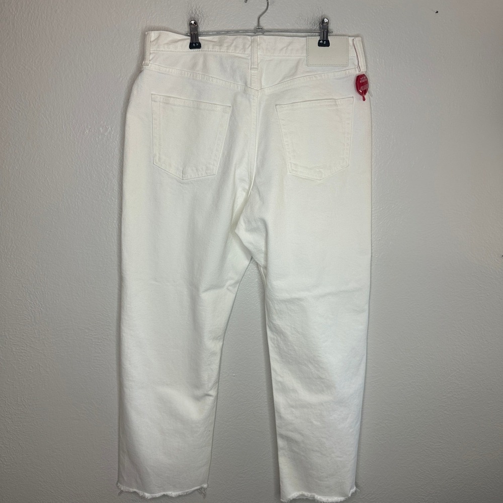 Moussy Vintage Aurora Wide Straight-Cropped Jeans White Raw Hem Size 30 NWT - Picture 9 of 11